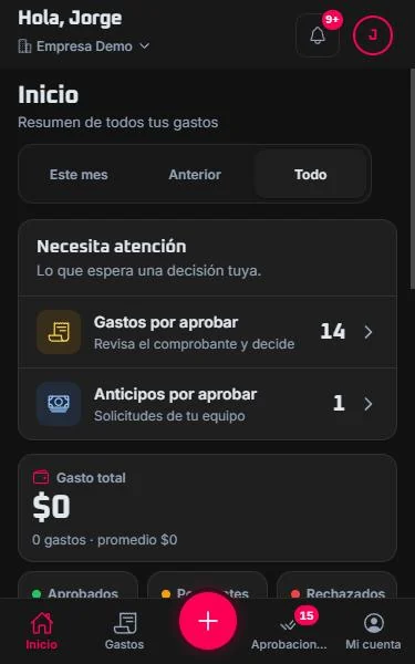 App de IndeXpense en el teléfono: inicio con lo que espera tu decisión